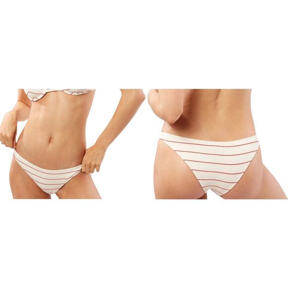 Solid & Striped The Eva Lipstick Pinstripe Striped‎ Bikini Bottoms Red White XL - Picture 1 of 14